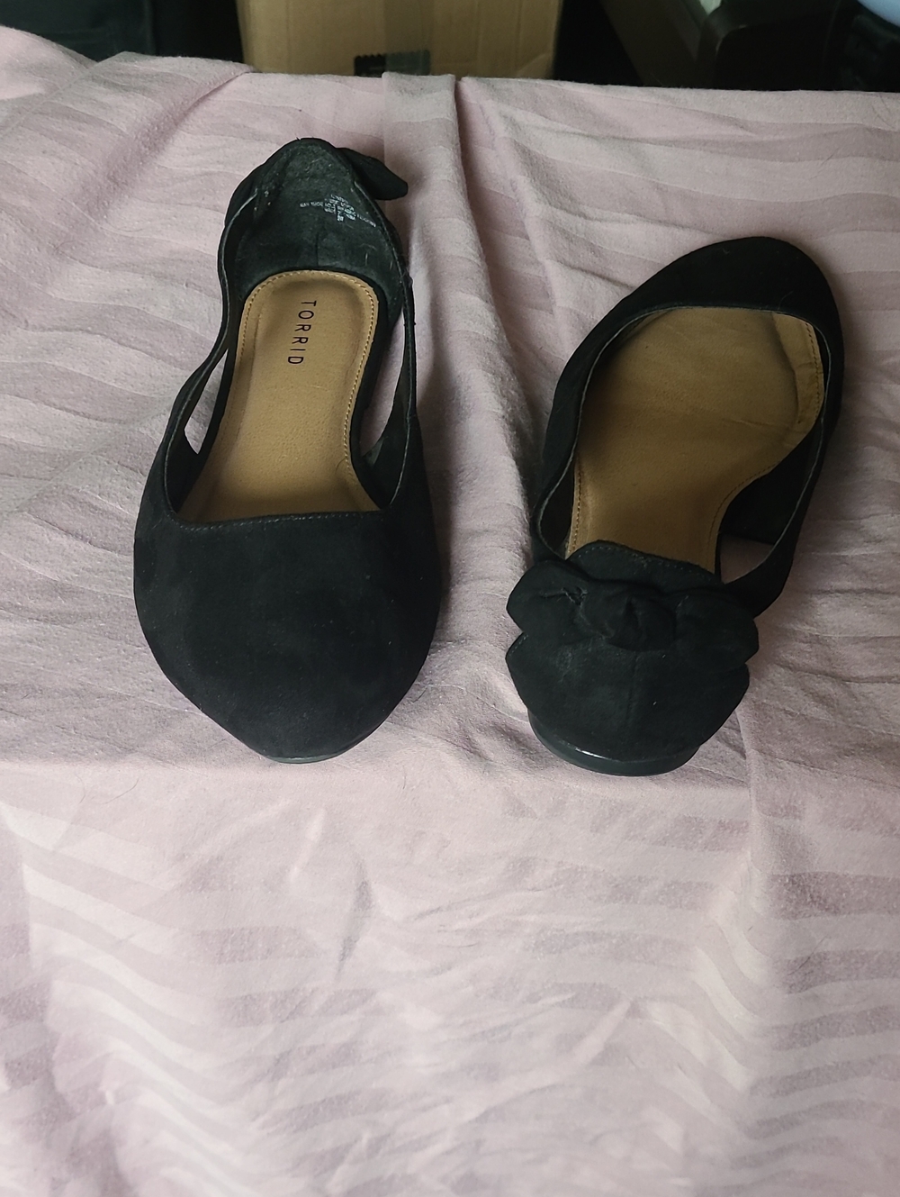 torrid Black Suede Bow D'Orsay Flats